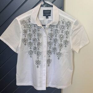 Jcrew embellished short sleeve cropped shirt. Size 2. Pristine condition!